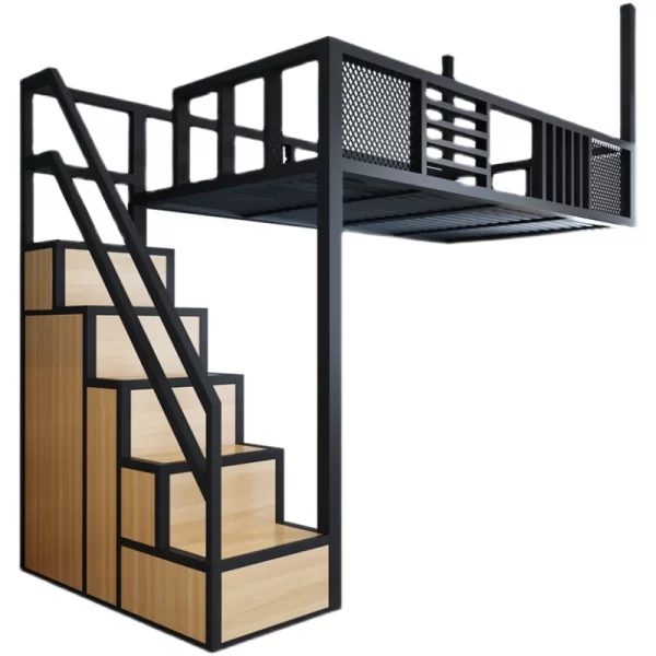 Elevated bed, loft style bed, bed, table, duplex second floor bed, apartment, energy-saving space, single upper floor, loft - Image 5