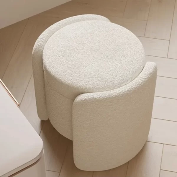 MOMO Cream Style Makeup Stool Home Simple Girls Bedroom Dressing Stool Storage Storage Round Stool Dressing Table Stools - Image 6