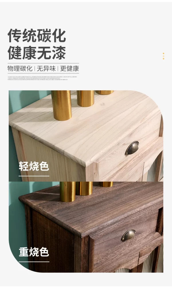 New Chinese-style solid wood dining side cabinet integrated against the wall, retro tea cabinet entry rattan storage cabinet, li - Image 12