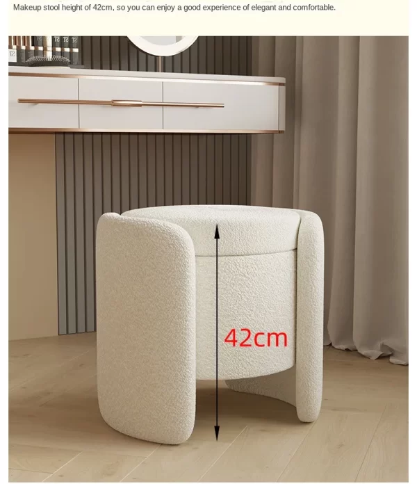 MOMO Cream Style Makeup Stool Home Simple Girls Bedroom Dressing Stool Storage Storage Round Stool Dressing Table Stools - Image 19