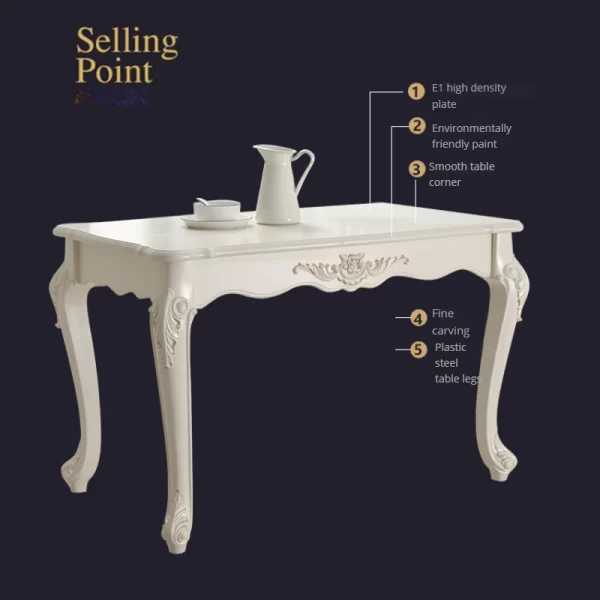 Modern Minimalist Dining Table European Carved Household Long Coffee Tables Luxury Rectangle Corner Tables Home Furniture - Image 4