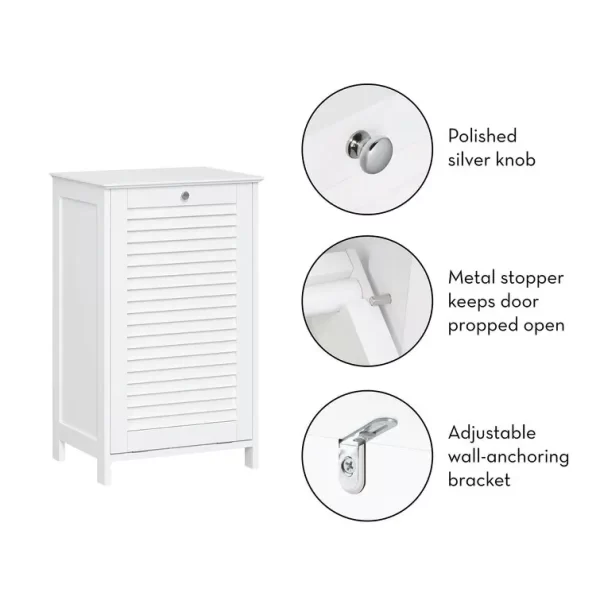 Tilt-out Laundry Hamper Bathroom Cabinet Perfect Mix of Coastal and Farmhouse Styles Storage Cabinet - Image 14