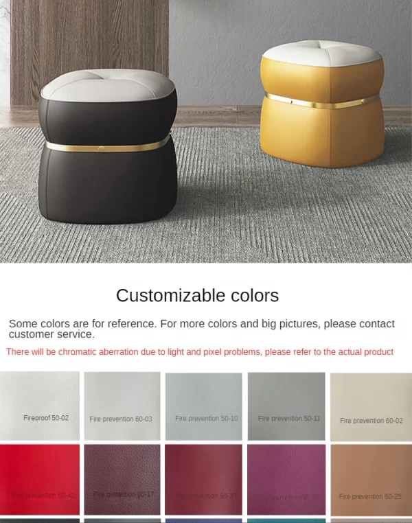 Living Room Small Stool Italian Light Luxury Creative Fashion Sofa  Coffee Table Short Leather Pier Solid Wood Change Shoes - Image 29