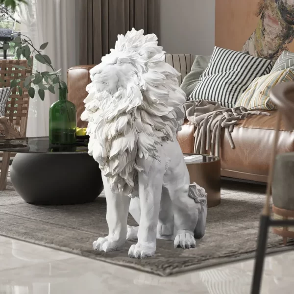 Golden Lion Statue Floor Home Decor Art Big Resin Sculpture New Year 2022 Indoor Large Luxury Ornament Sculpture Modern - Image 5