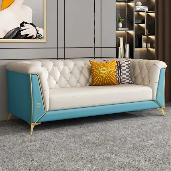 Accessible luxury sofa scandinaviandouble velvet casual modern pull button living room beauty salon three-person fabric sofa - Image 19