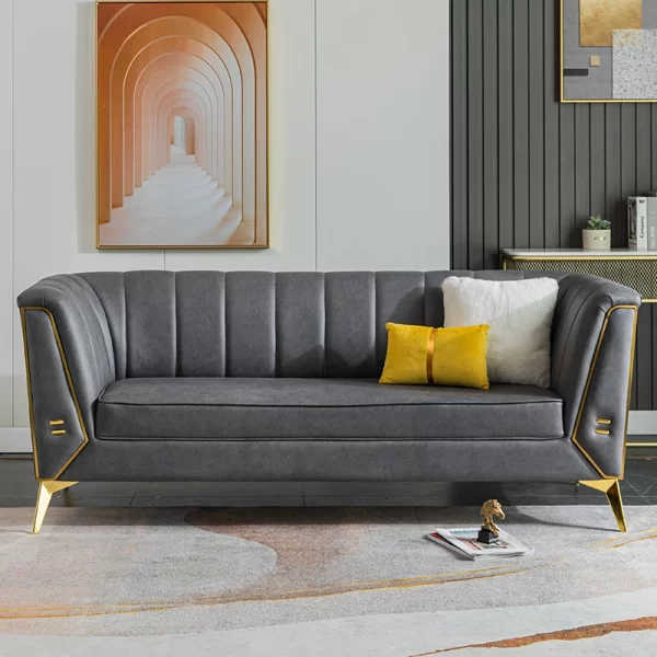 Accessible luxury sofa scandinaviandouble velvet casual modern pull button living room beauty salon three-person fabric sofa - Image 12