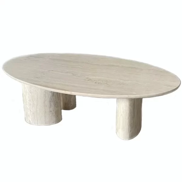 Modern American Style Living Room Furniture Oval White Coffee Table Marble Coffee Table - Image 2