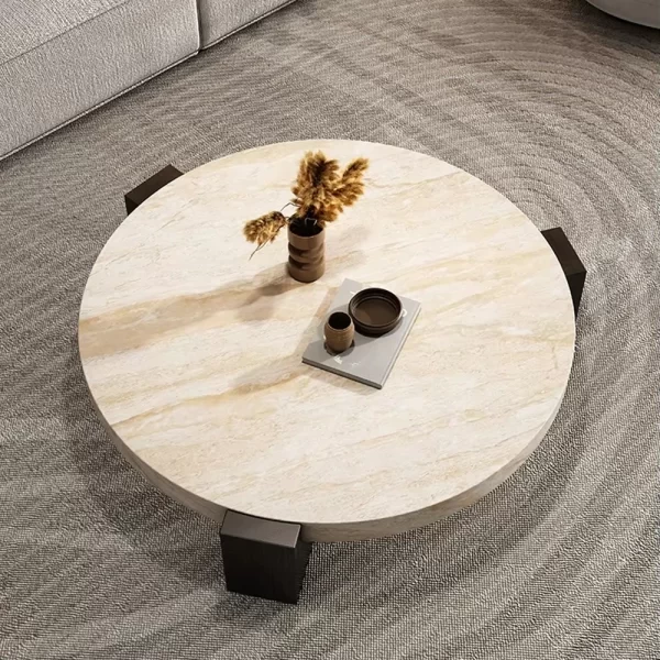 Modern American Style Living Room Furniture Oval White Coffee Table Marble Coffee Table - Image 5