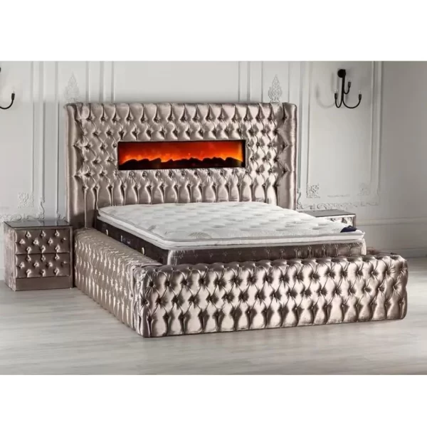 Luxury Bedroom Furniture Set Luxury King Size Bed Classic Up-holstered Diamond Tufted Platform Bedroom Bed Frame Queen Size - Image 5