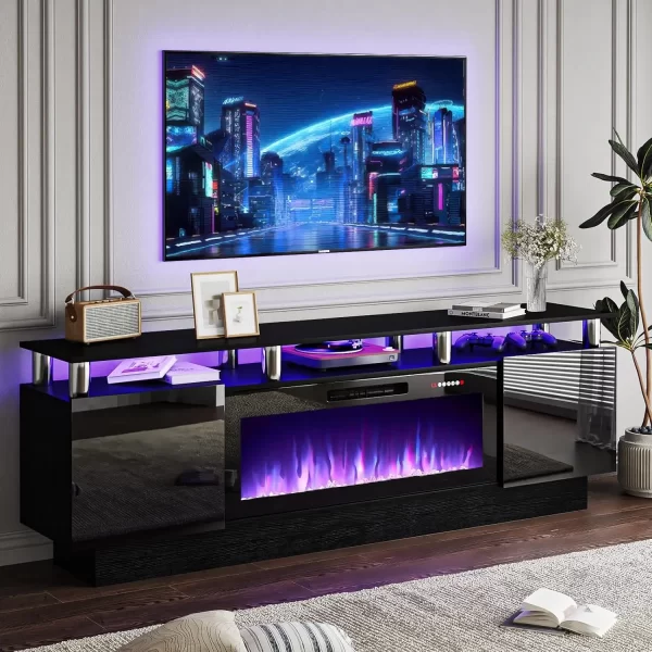 70" Modern Fireplace TV Stand with 36" Electric Fireplace for TVs Up to 80 inch, Luxury LED Light Entertainment Center with High - Image 8
