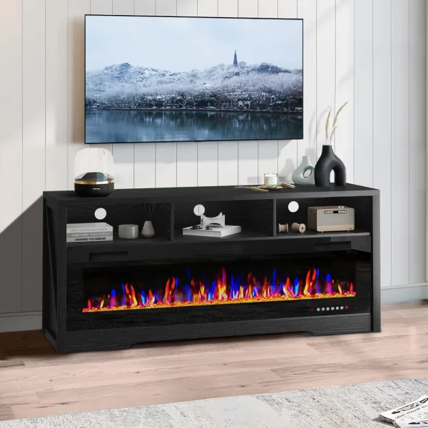 Fireplace TV Stand for TVs Up to 75", 65 inch TV Stand with 60" Electric Fireplace, Entertainment Center TVs Stands - Image 6