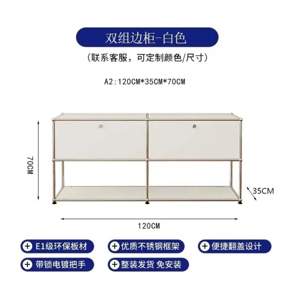 Modern Storage Cabinets Sideboard Modular USM Haller Soild Wood Cabinet Stainless Steel Frame with Door for Living Room Bedroom - Image 15