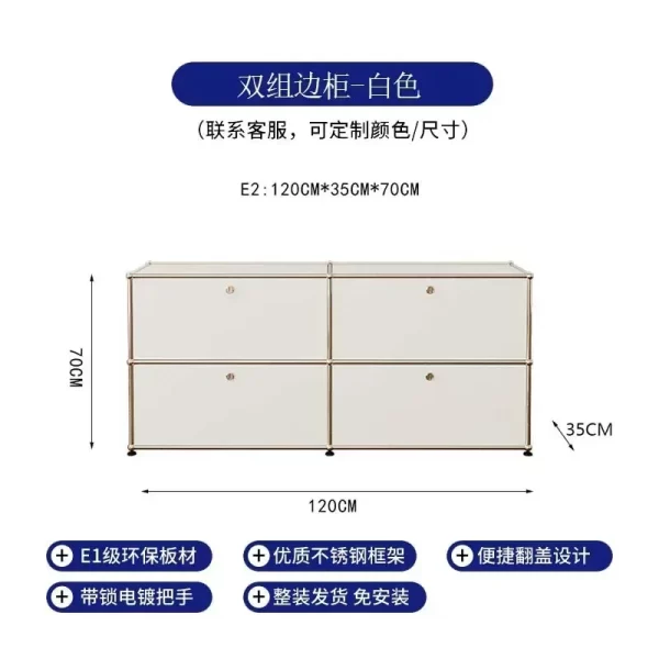 Modern Storage Cabinets Sideboard Modular USM Haller Soild Wood Cabinet Stainless Steel Frame with Door for Living Room Bedroom - Image 7