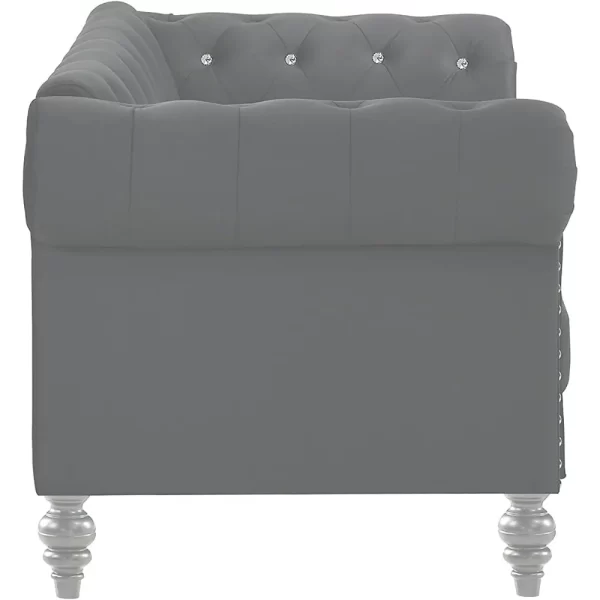 living room sofas Glam Emma Velvet Three Seater Chesterfield Style Sofa for Small Spaces with Crystal Button Tufts sofas - Image 3