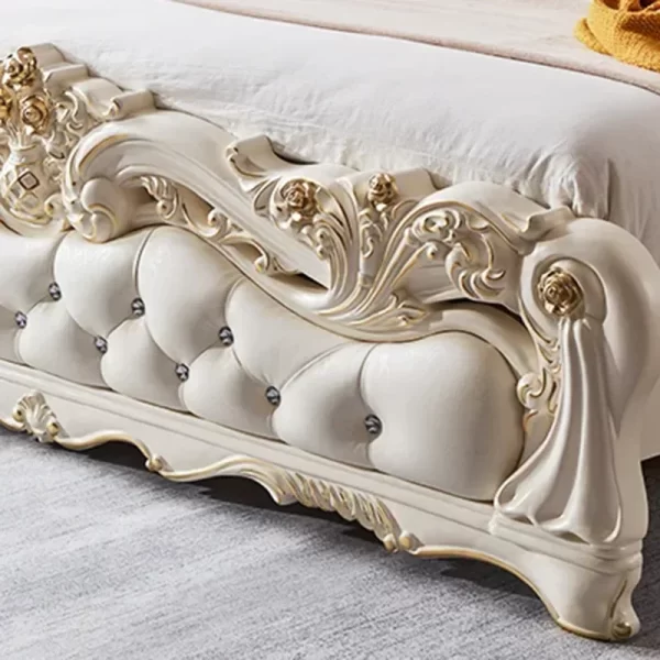Vintage Nordic Luxury Bed Master Queen King Modern Regale Bed Wood Bedroom Leather Antique Safe Cama Queen Size Trendy Furniture - Image 5