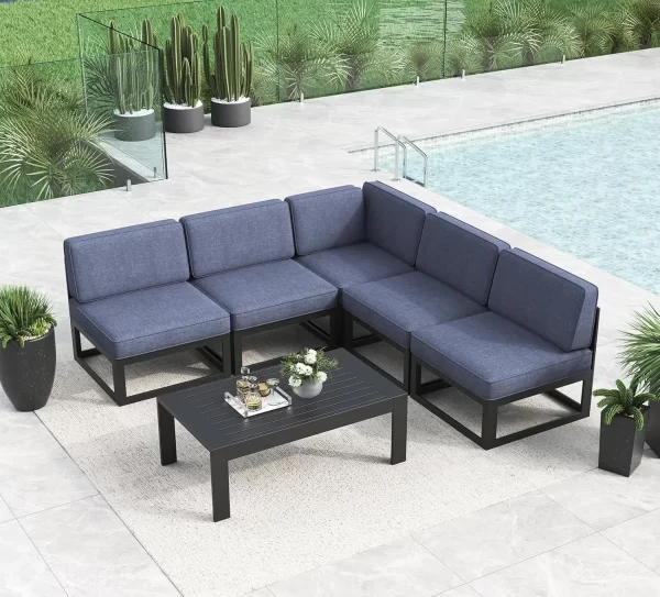 Large Aluminum Patio Furniture Set  Modern Outdoor Conversation Set Sectional  Sofa Set - Image 8