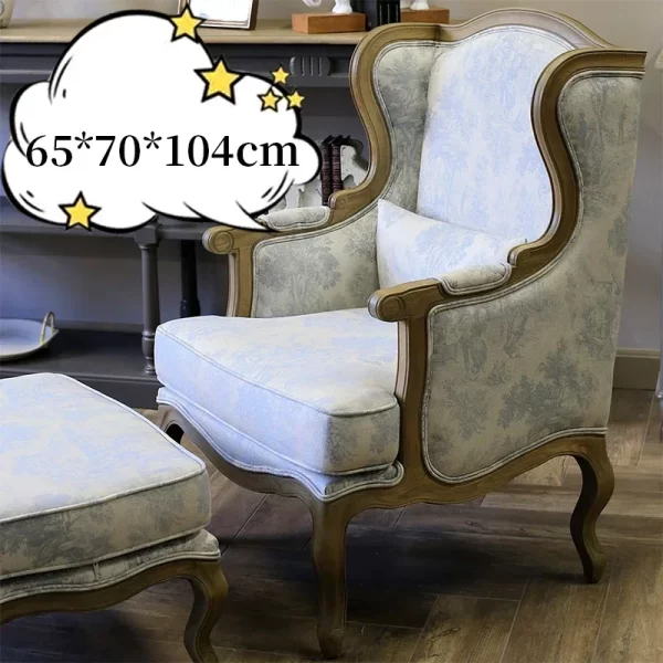 American antique oak three-person sofa small apartment living room fabric sofa - Image 8
