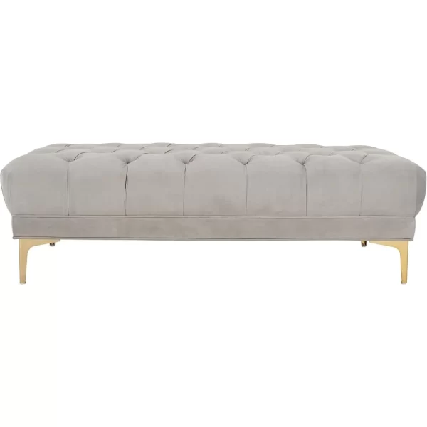 54-inch Glam Grey Velvet and Brass Tufted Rectangular Bench - Image 5