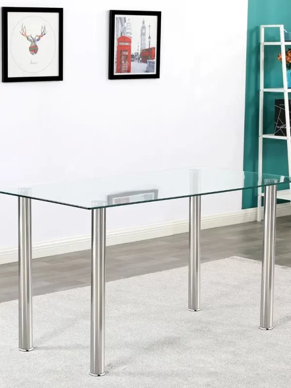 Simple Assembled Transparent Glass & Iron Dinner Table(Replacement - Image 7