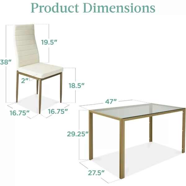 5-Piece Glass Dining Set, Modern Kitchen Table Furniture for Dining Room, Dinette, Compact Space-Saving w/Glass Tabletop - Image 6