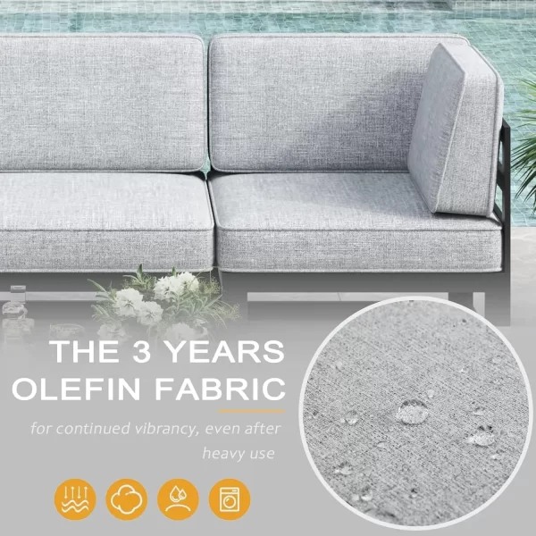 Large Aluminum Patio Furniture Set  Modern Outdoor Conversation Set Sectional  Sofa Set - Image 4