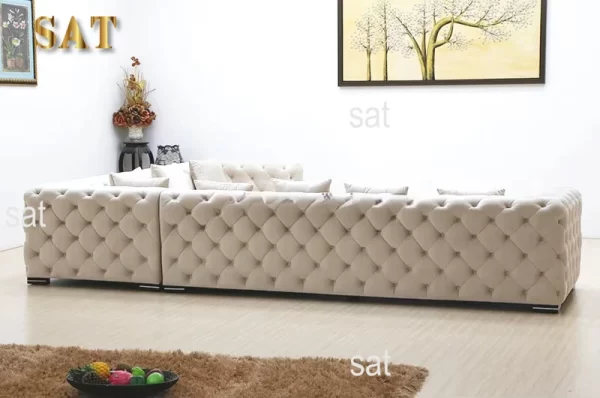 Modern Button Tufted L-shaped Curved Chesterfield Sofa Upholstered Velvet Corner Sofa Sets Living Room Sofa Set Modular - Image 13