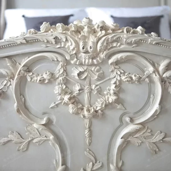 French Vintage Bed Wedding Solid Wood Design Confortable Twin Bed Master Bedroom Classic Full Body Cama De Casal Home Furniture - Image 5