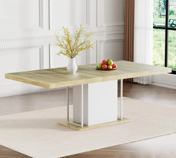 Extendable Dining Room Table for 4 6 8 10 People, 63"-78.74" Wooden Transformer Kitchen Dining Table with Black Double Sturdy - Image 9