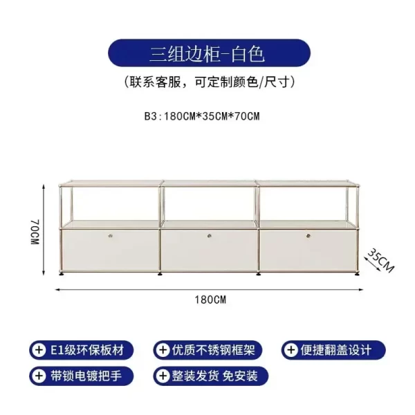 Modern Storage Cabinets Sideboard Modular USM Haller Soild Wood Cabinet Stainless Steel Frame with Door for Living Room Bedroom - Image 10