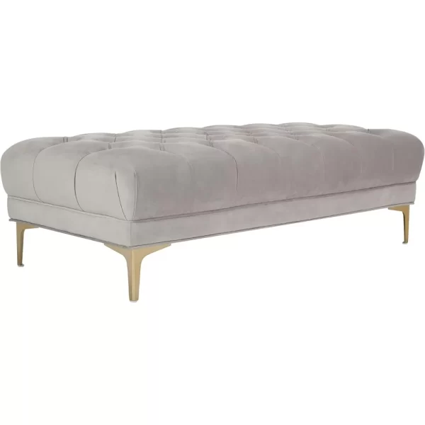 54-inch Glam Grey Velvet and Brass Tufted Rectangular Bench - Image 6