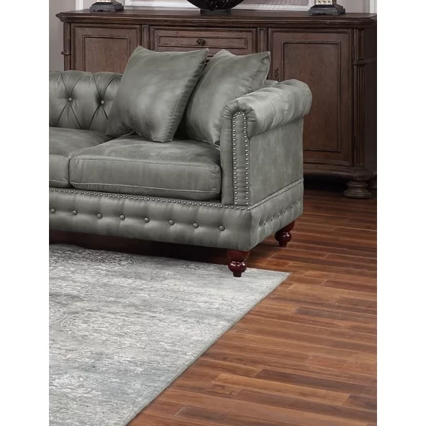 Reversible Leatherette Sectional Sofa, Slate Grey, Tufted Pillows - Image 4