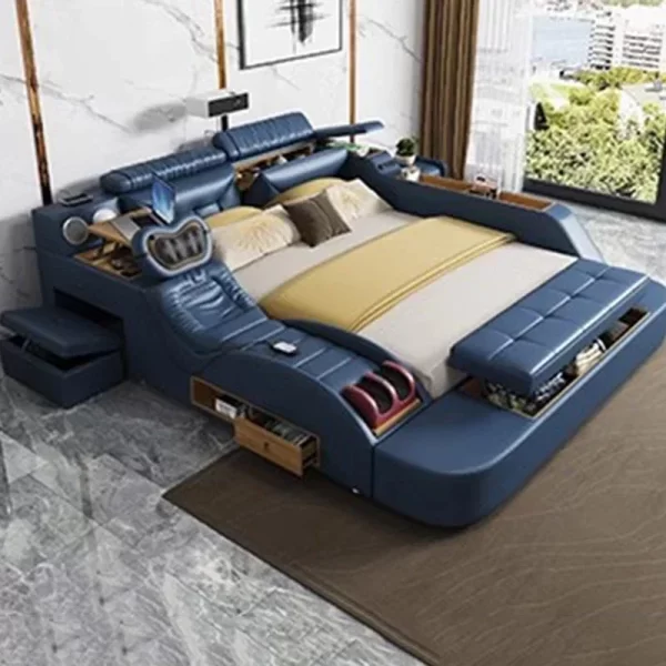 Korean Modern Luxury Bed European Nature Luxury Bedroom Human Bed Design Multifunctional Bedroom Camas King Size Home Furniture - Image 2