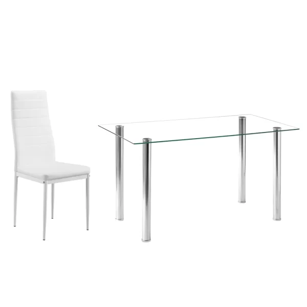 Simple Assembled Transparent Glass & Iron Dinner Table(Replacement - Image 5