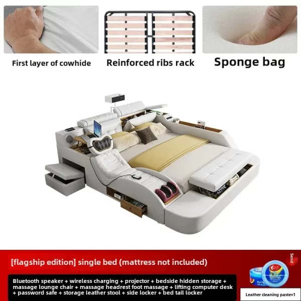 Korean Modern Luxury Bed European Nature Luxury Bedroom Human Bed Design Multifunctional Bedroom Camas King Size Home Furniture - Image 7