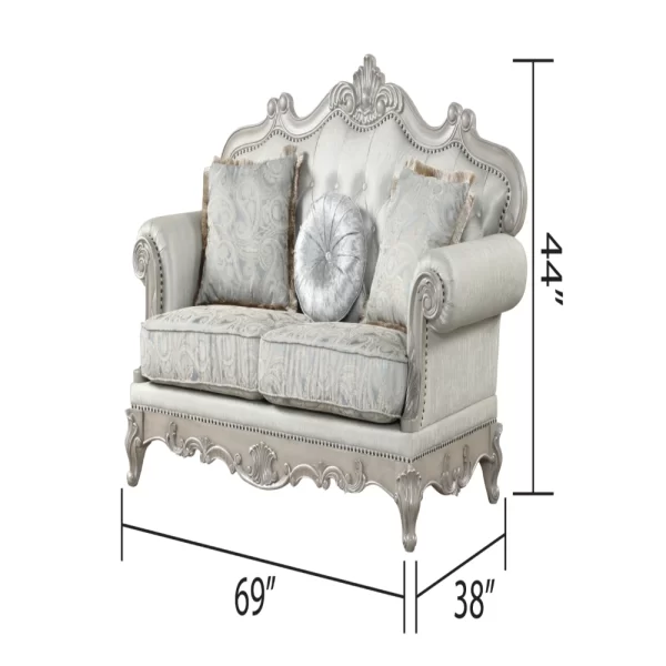 Tuscan 5-Piece Living Room Set, Wood, Silver Finish, Traditional Style Furniture - Image 5