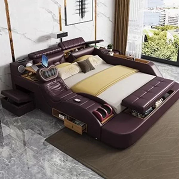 Korean Modern Luxury Bed European Nature Luxury Bedroom Human Bed Design Multifunctional Bedroom Camas King Size Home Furniture - Image 3