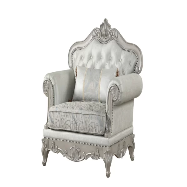 Tuscan 5-Piece Living Room Set, Wood, Silver Finish, Traditional Style Furniture - Image 6
