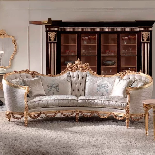 European style living room large family  pure solid wood carved sofa tea table combination villa Furniture Customization