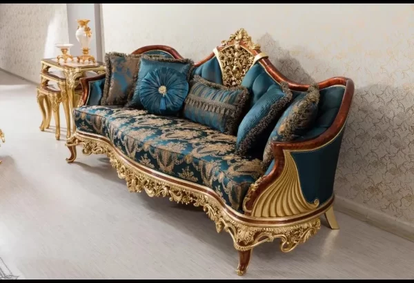 Wooden Chesterfield Sofa Set Comfortable Modern Living Room Furniture - Image 4