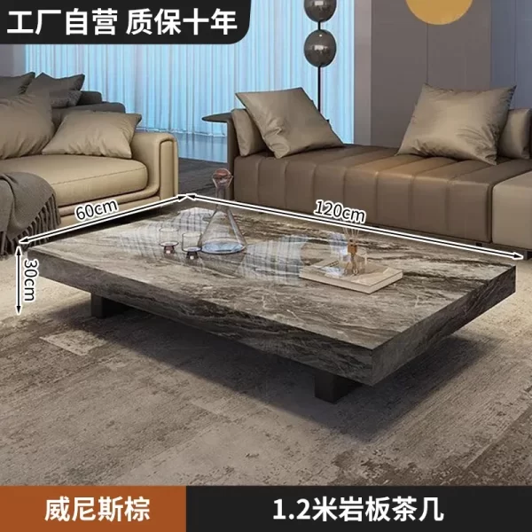Rock slab coffee table light luxury high-end living room home, rectangular marble tea table - Image 19