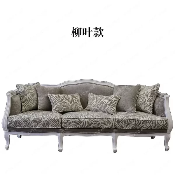 American antique oak three-person sofa small apartment living room fabric sofa - Image 6