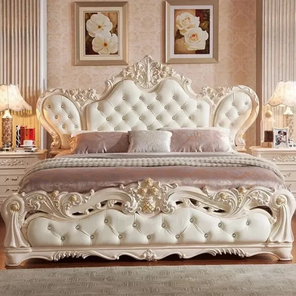 Modern Nordic Luxury Bed Master Queen King Modern Salon Bed Wood Bedroom Leather Letto Matrimoniale Multifunzione Furniture - Image 2