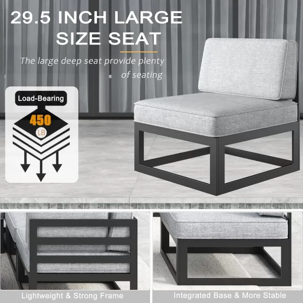 Large Aluminum Patio Furniture Set  Modern Outdoor Conversation Set Sectional  Sofa Set - Image 6