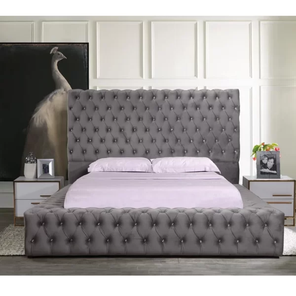 Luxury Bedroom Furniture Set Luxury King Size Bed Classic Up-holstered Diamond Tufted Platform Bedroom Bed Frame Queen Size - Image 3