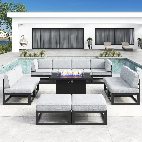 Large Aluminum Patio Furniture Set  Modern Outdoor Conversation Set Sectional  Sofa Set - Image 3