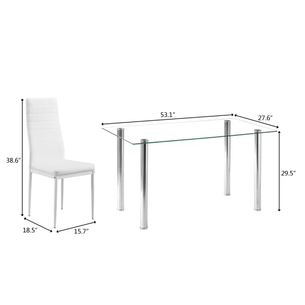Simple Assembled Transparent Glass & Iron Dinner Table(Replacement - Image 3