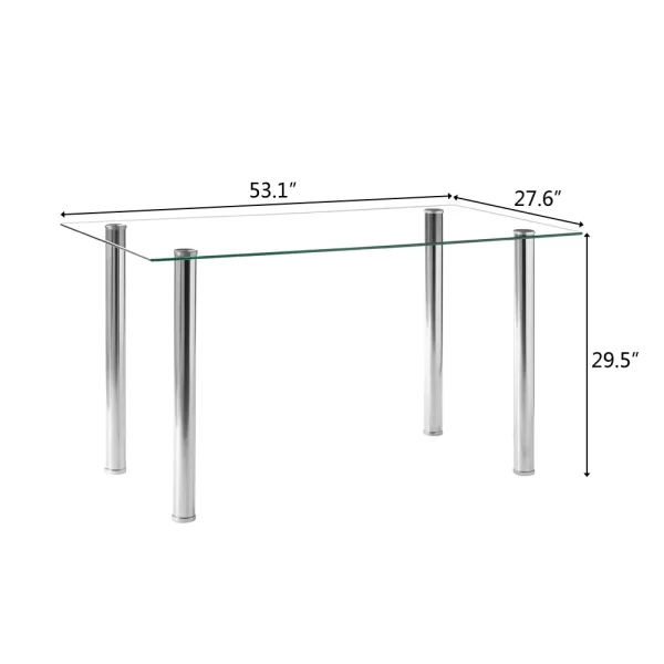 Simple Assembled Transparent Glass & Iron Dinner Table(Replacement - Image 4
