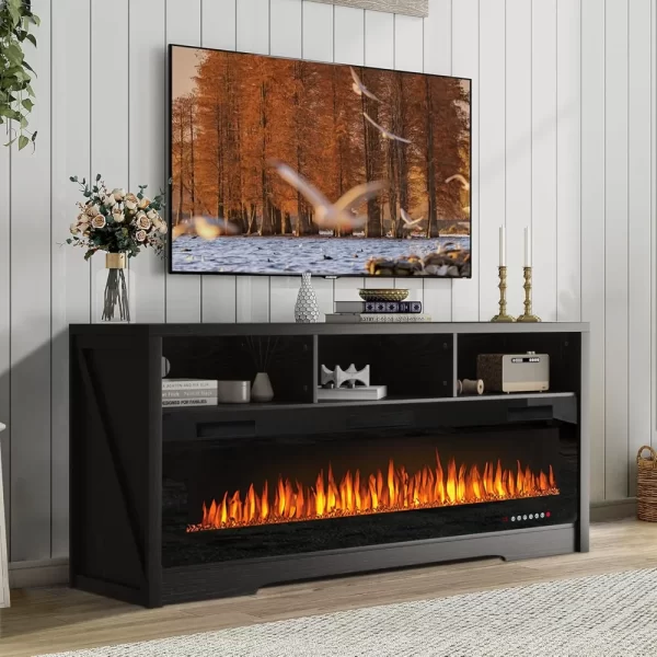 Fireplace TV Stand for TVs Up to 75", 65 inch TV Stand with 60" Electric Fireplace, Entertainment Center TVs Stands - Image 2