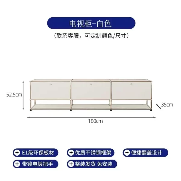 Modern Storage Cabinets Sideboard Modular USM Haller Soild Wood Cabinet Stainless Steel Frame with Door for Living Room Bedroom - Image 19
