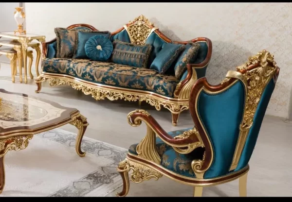 Wooden Chesterfield Sofa Set Comfortable Modern Living Room Furniture - Image 3